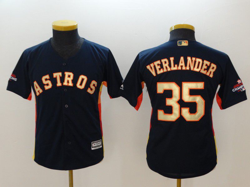 Youth Houston Astros #35 Verlander Blue Champion Edition MLB Jerseys->women mlb jersey->Women Jersey